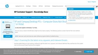
                            10. Computer Does Not Shut Down (Windows 7 or Vista) - HP Support