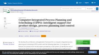 
                            12. Computer-Integrated Process Planning and Scheduling (CIPPS ...