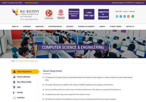 
                            10. Computer Science & Engineering – KG Reddy