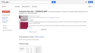 
                            10. Computer Security -- ESORICS 2009: 14th European ...