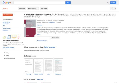 
                            8. Computer Security - ESORICS 2010: 15th European ...