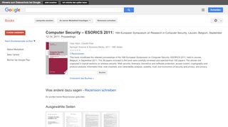 
                            10. Computer Security – ESORICS 2011: 16th European Symposium on ...