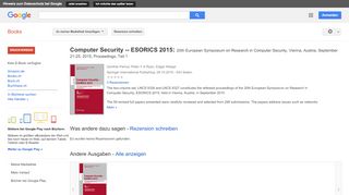 
                            11. Computer Security -- ESORICS 2015: 20th European Symposium on ...
