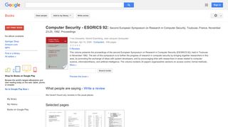 
                            7. Computer Security - ESORICS 92: Second European ...