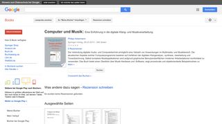 
                            11. Computer und Musik: Eine Einführung in die digitale Klang- und ...