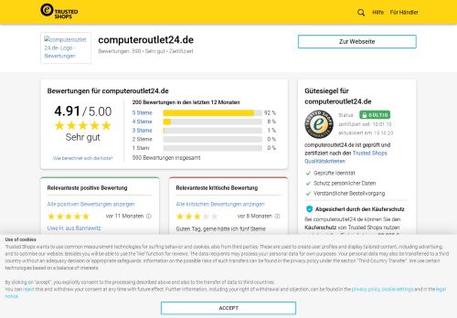 
                            10. computeroutlet24.de Bewertungen & Erfahrungen | Trusted Shops