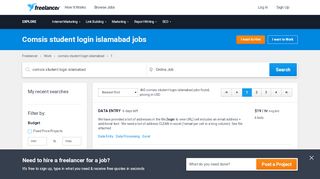 
                            5. Comsis student login islamabad Jobs, Employment | Freelancer