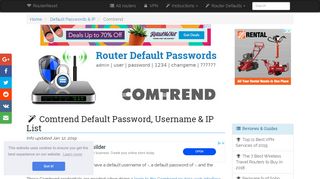 
                            3. Comtrend Default Password, Login & IP List (updated January 2019 ...