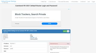 
                            5. Comtrend VR-3031 Default Router Login and Password - Clean CSS