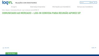 
                            10. Comunicado ao Mercado - Log-In convida para reunião APIMEC SP ...