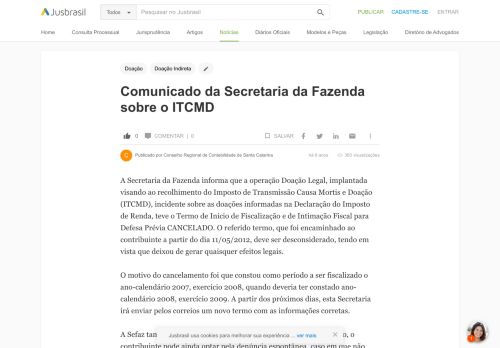 
                            6. Comunicado da Secretaria da Fazenda sobre o ITCMD