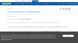 
                            3. Comunicazione di servizio per i clienti Pyng di Telepass