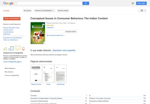 
                            10. Conceptual Issues in Consumer Behaviour The Indian Context - Resultado da Pesquisa de livros Google