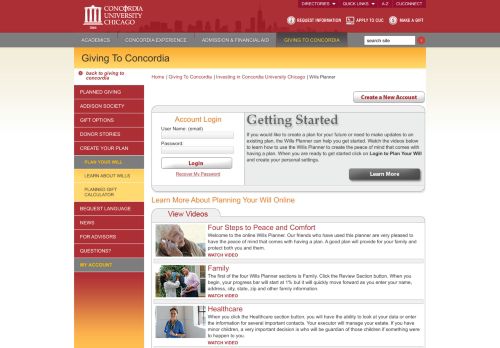 
                            12. Concordia University Chicago - GiftLegacy Login Page