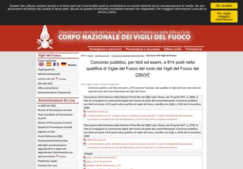 
                            7. Concorso pubblico, per titoli ed esami, a 814 posti ... - Vigili del Fuoco