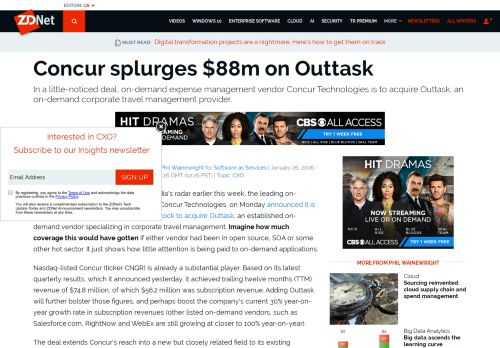 
                            9. Concur splurges $88m on Outtask | ZDNet