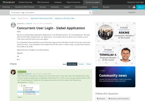 
                            13. Concurrent User Login - Siebel Application | Dynatrace Answers