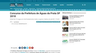 
                            9. Concurso da Prefeitura de Águas da Prata SP 2018 - Notícias ...
