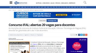 
                            13. Concurso IFAL: abertas 20 vagas para docentes - JC Concursos