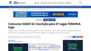 
                            13. Concurso OGMO SC: inscrição para 37 vagas TERMINA hoje - JC ...