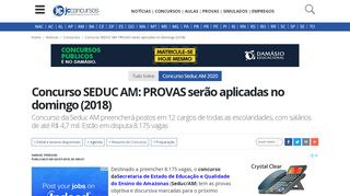 
                            6. Concurso SEDUC AM: PROVAS serão aplicadas no domingo (8) - JC ...