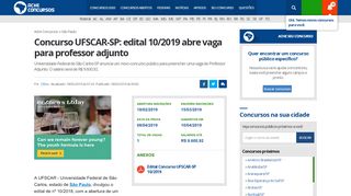 
                            6. Concurso UFSCAR-SP: edital 10/2019 abre vaga para professor adjunto