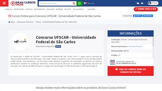 
                            10. Concurso UFSCar - Universidade Federal de São Carlos/SP: cursos ...