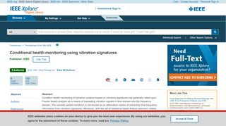 
                            7. Conditional health monitoring using vibration signatures - IEEE Xplore