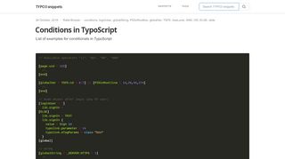
                            13. Conditions in TypoScript — TYPO3 snippets - GitHub Pages