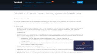 
                            6. Conditions of use and reward winning system on Gamekit.com ...