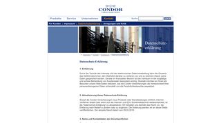 
                            9. Condor - Kontakt :: Impressum : Datenschutzerklärung