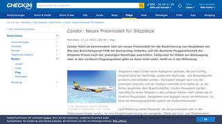 
                            11. Condor: Neues Preismodell für Sitzplätze - CHECK24 Flug
