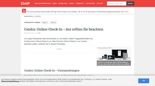 
                            5. Condor: Online-Check-In – das sollten Sie beachten - CHIP