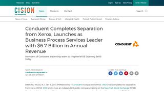 
                            12. Conduent Completes Separation from Xerox, Launches as Business ...