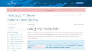 
                            8. Config.php Parameters — Nextcloud 11 Server Administration Manual ...