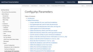 
                            3. Config.php Parameters — ownCloud 10.0.9 Server Administration ...