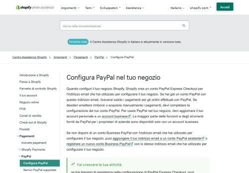 
                            12. Configura PayPal nel tuo negozio · Centro Assistenza Shopify