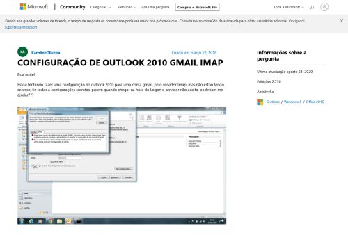 
                            13. CONFIGURAÇÃO DE OUTLOOK 2010 GMAIL IMAP - Microsoft Community