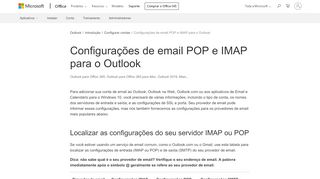 
                            7. Configurações de email POP e IMAP para o Outlook - Suporte do Office