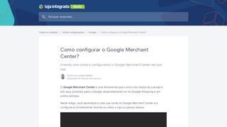 
                            9. Configurando o Google Merchant | Ajuda Loja Integrada