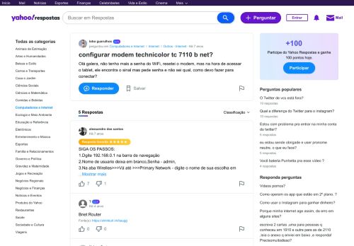
                            9. configurar modem technicolor tc 7110 b net? | Yahoo Respostas