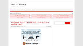 
                            7. Configurar Router CNT (192.168.1.1 para entrar y cambiar clave)