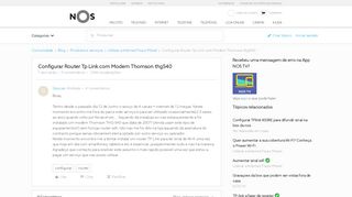 
                            12. Configurar Router Tp Link com Modem Thomson thg540 | Fórum NOS