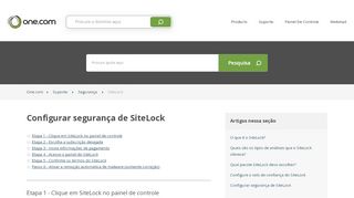 
                            7. Configurar segurança de SiteLock – Suporte | One.com