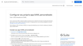 
                            2. Configurar seu próprio aplicativo SAML personalizado - Google Support