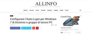 
                            8. Configurare l'Auto-Login per Windows 7 di Dominio o gruppo di lavoro ...