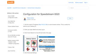 
                            9. Configuration for Speedstream 6520 – OpenDNS