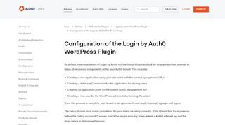 
                            4. Configuration of the Login by Auth0 WordPress Plugin