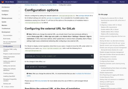 
                            1. Configuration options | GitLab