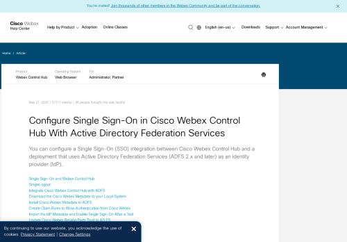 
                            5. Configure Cisco Webex Teams Single Sign-On with Active Directory ...